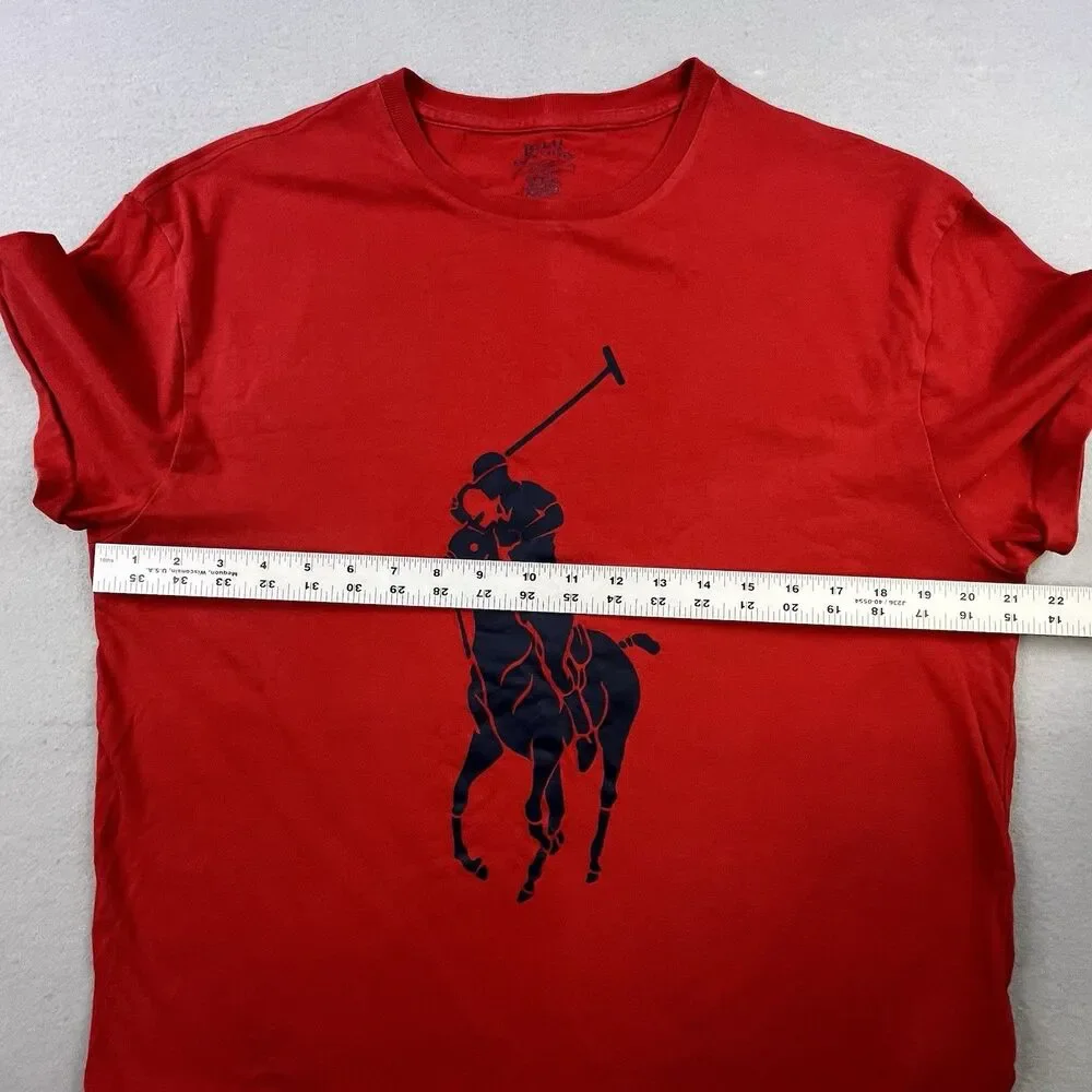 Polo Ralph Lauren T-Shirt Mens Mediums Red Big Pony Logo Graphic Tee Cotton
